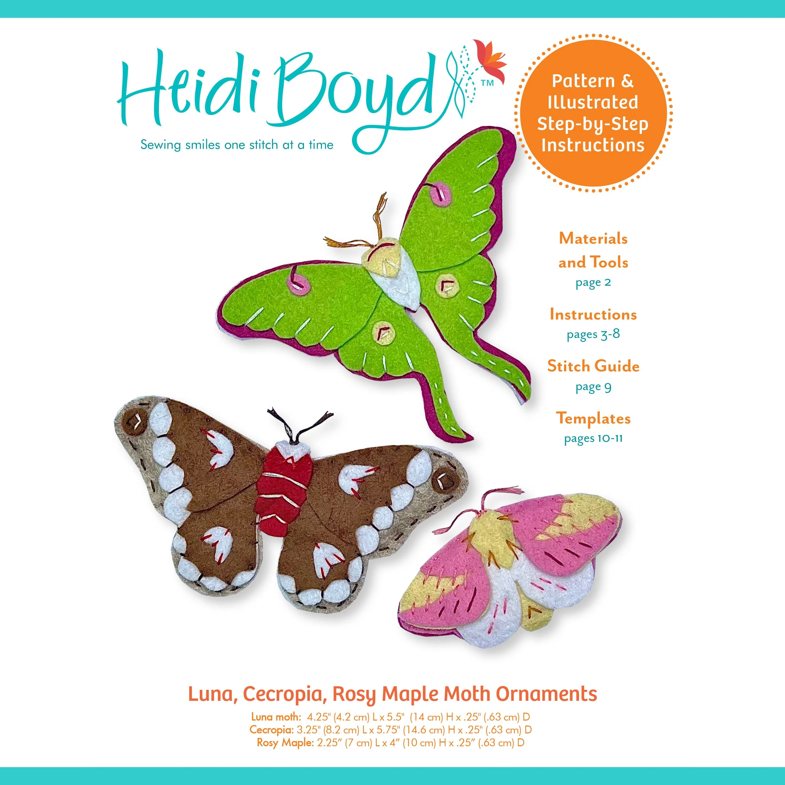 NEW! Luna, Cecropia, Rosy Maple Moth Ornaments