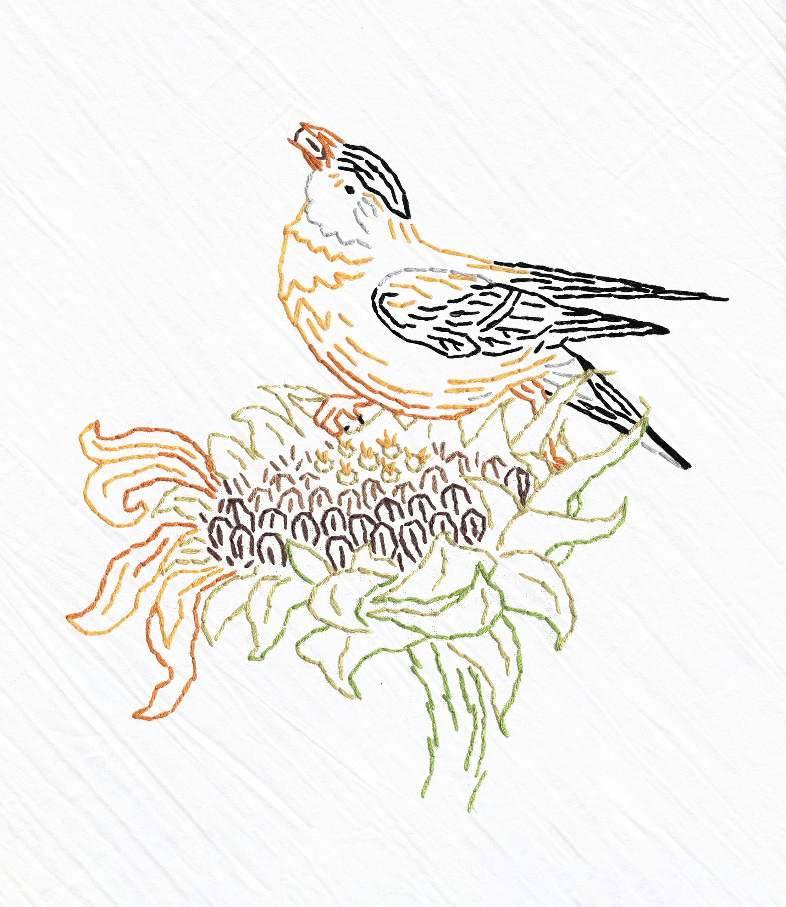 NEW! Goldfinch Embroidered Whimsy Tea Towel Kit