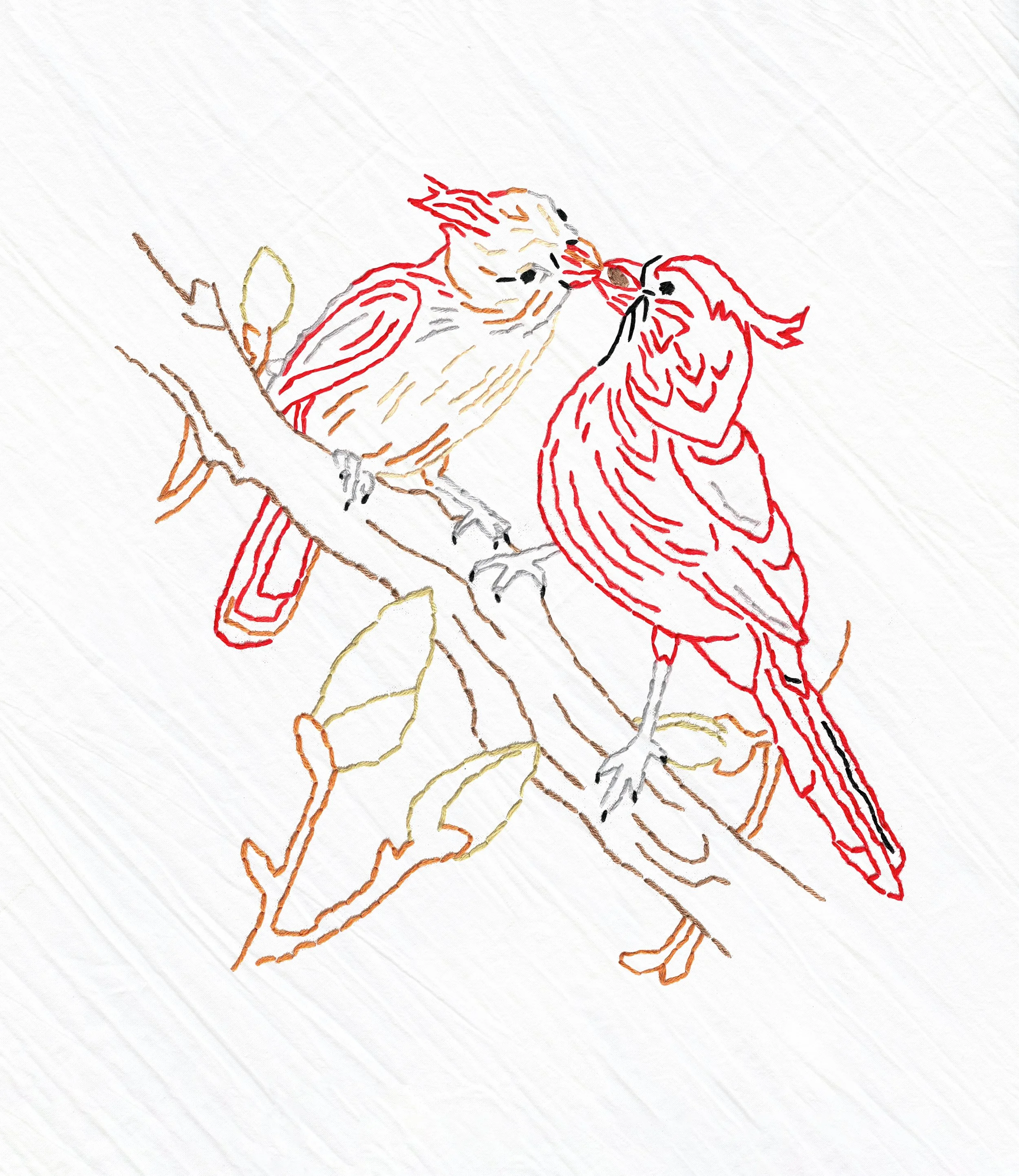 NEW! Cardinal Embroidered Whimsy Tea Towel Kit