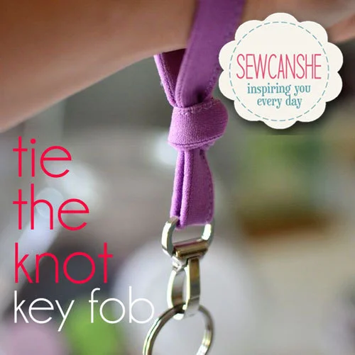 Easy key fob sewing pattern that uses fold over elastic.