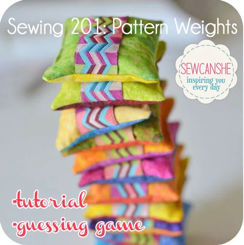 How to sew cute pattern weights with a ribbon tag.