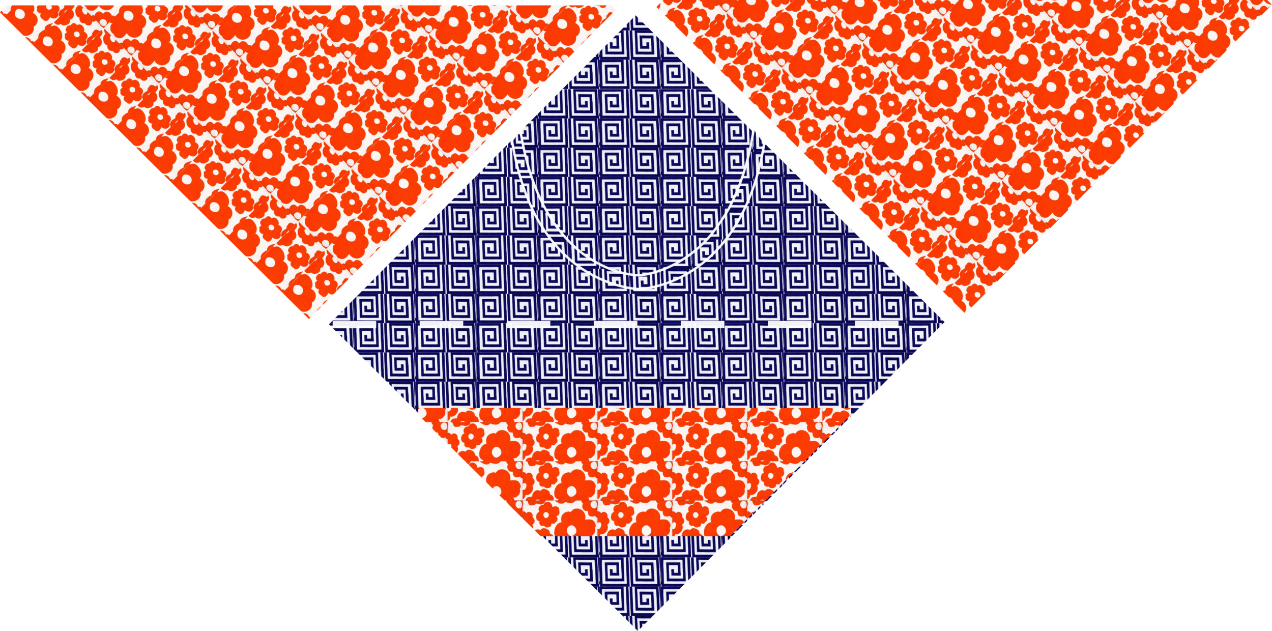 Sew the interfaced triangles to the interfaced side of one square.