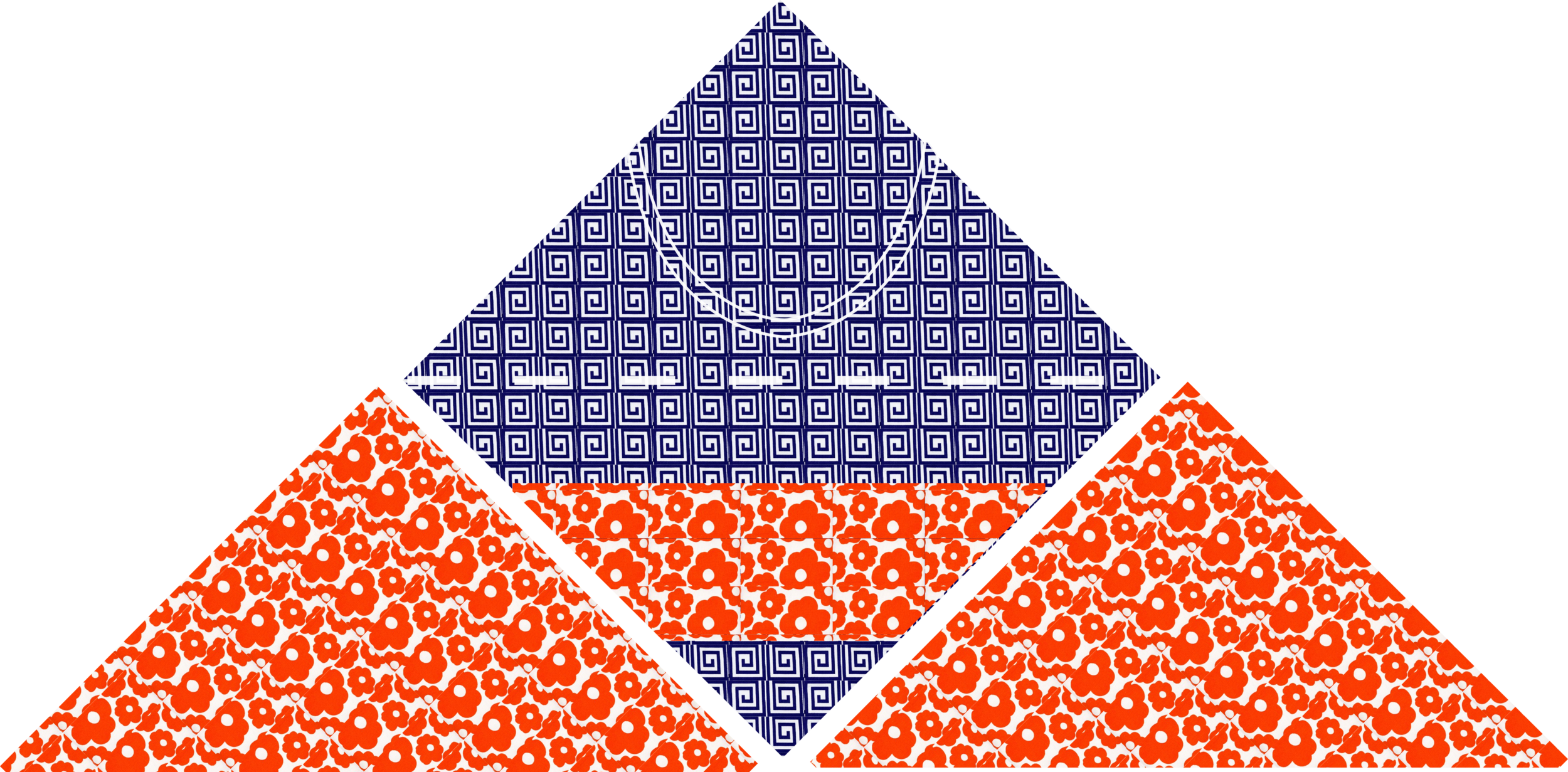 Sew the non-interfaced triangles to the non-interfaced (pocket side) of one square.