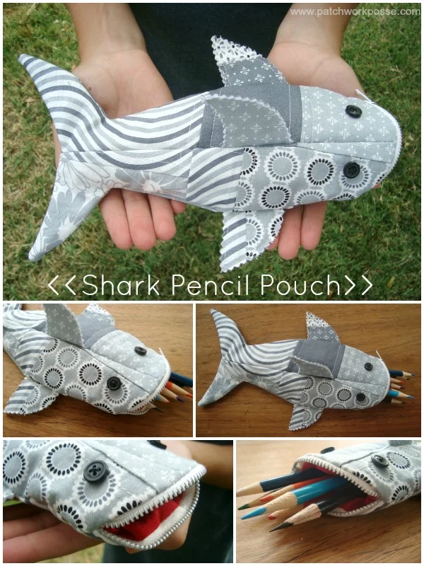 Shark Pencil Case Tutorial from Patchwork Posse
