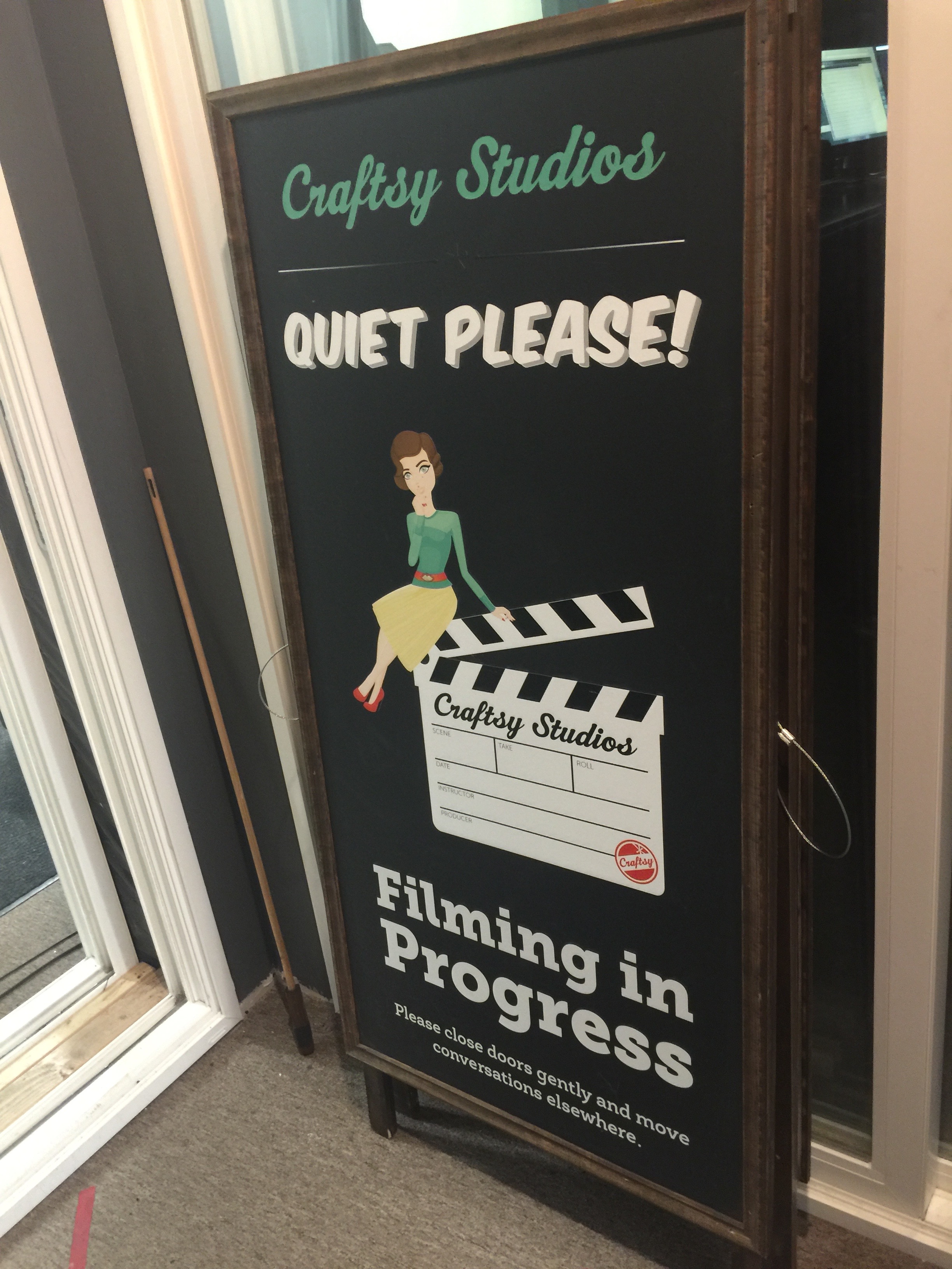This cute sign was placed outside the studio we were filming in.