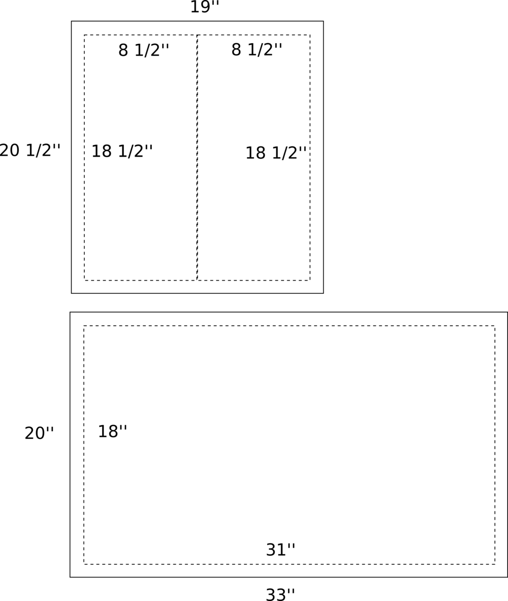 Cutting diagram for the medium tote.