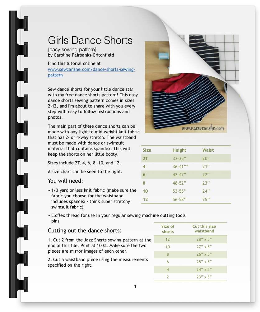 Girls Dance Shorts Pattern Optimized For Printing Sewcanshe Free Sewing Patterns Tutorials Girls Dance Shorts Pattern Optimized For Printing Sewcanshe Free Sewing Patterns Tutorials