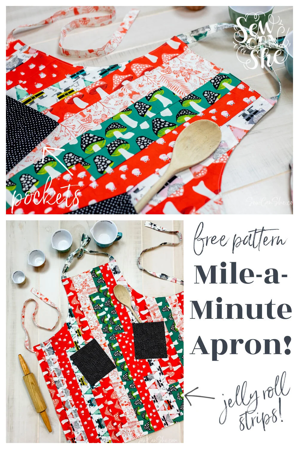 Sew a Mile-a-Minute Jelly Roll Apron! free sewing pattern — SewCanShe