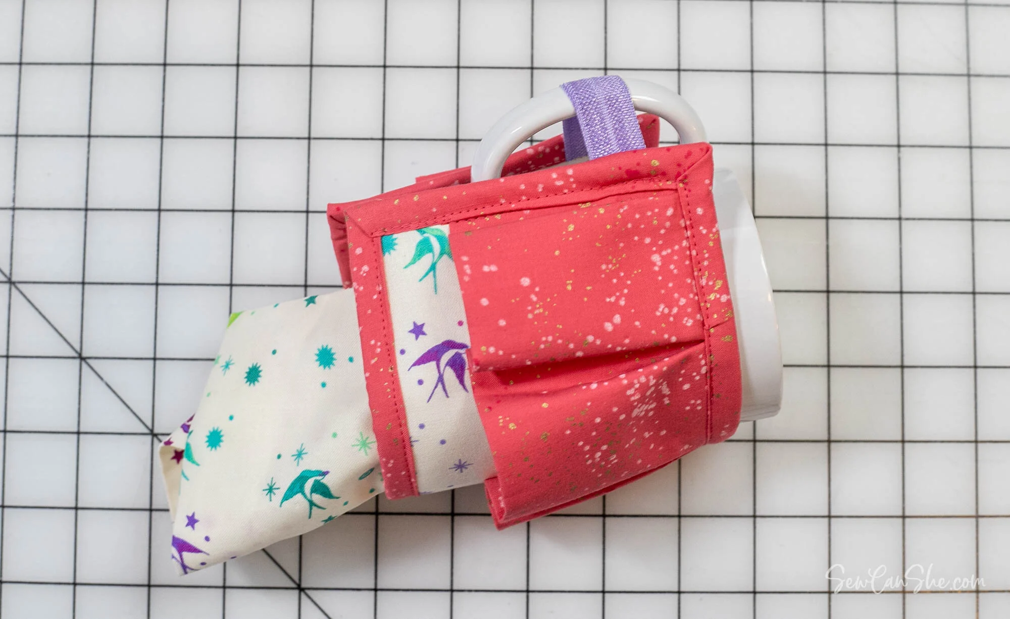 Sew a Mug Caddy Organizer free fat quarter friendly sewing pattern