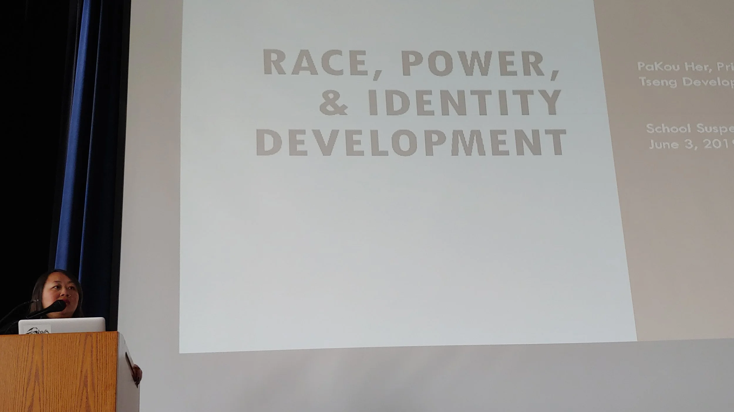 Racial equity consultant PaKou Her gets Kansas City’s 2019 School Suspension Summit rolling, saying the participants from schools and community organizations will have to be comfortable talking about power.