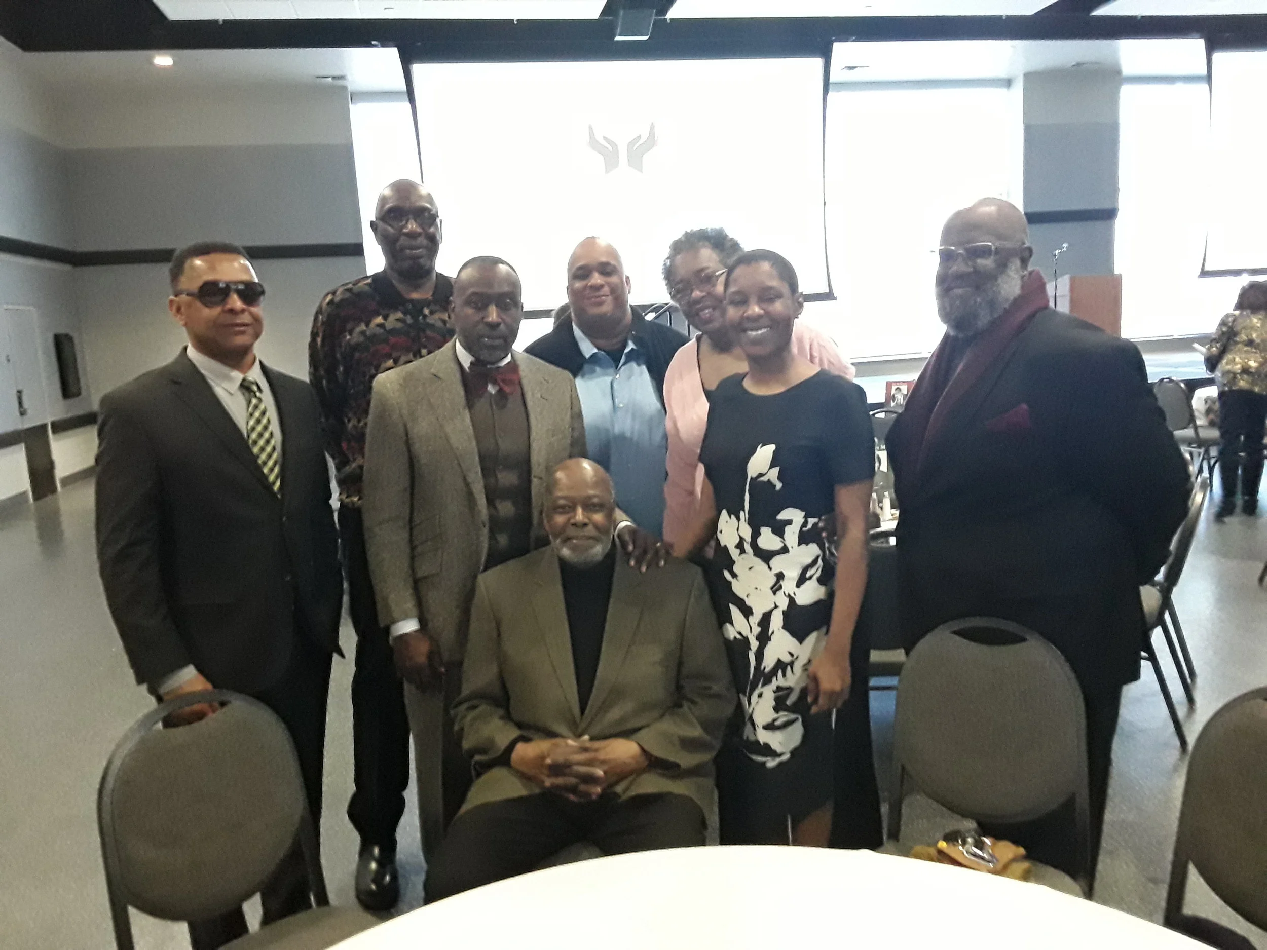 Herb Freeman with LINC site coordinators at a 2019 luncheon for the Black Archives of Mid-America