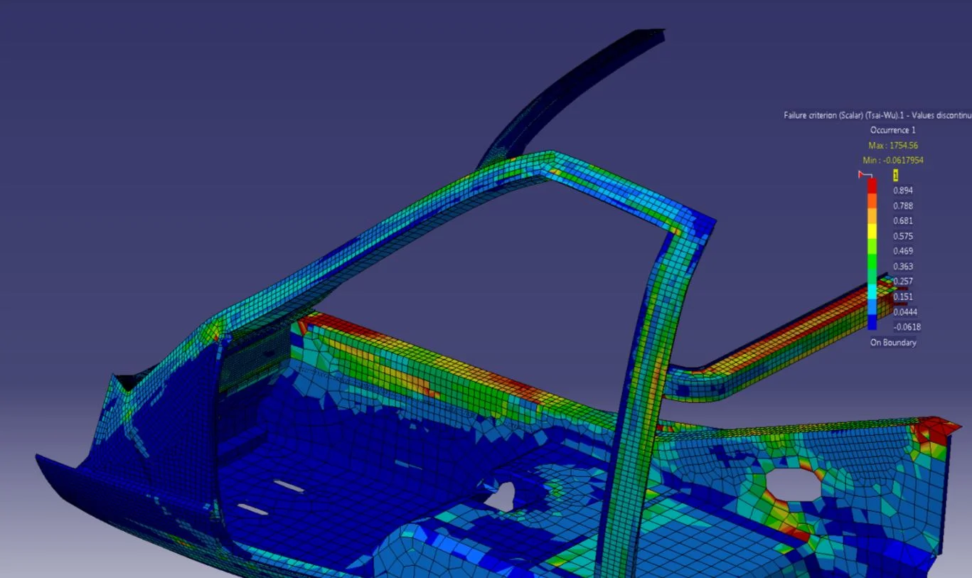 FEA: A-Pillar, B-Pillar and Engine Beam