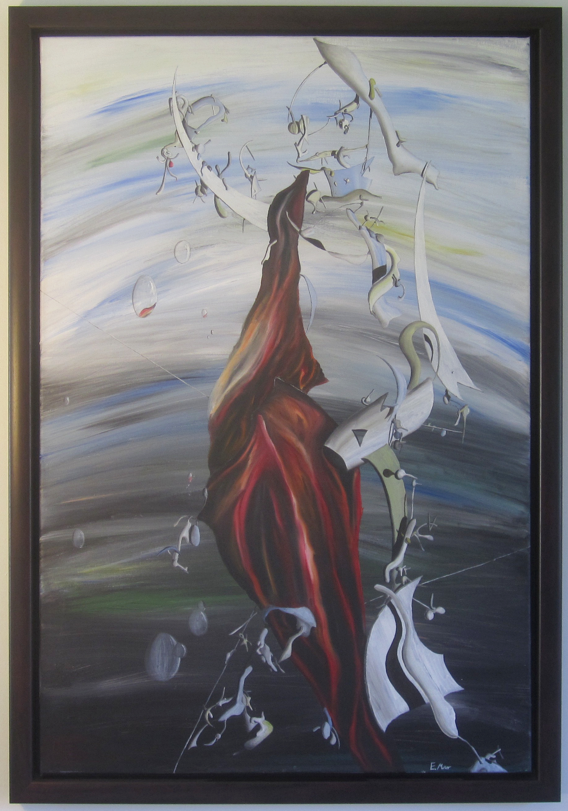 'Figure Wearing Red' is one of my earliest works, certainly very different to what I do now. At the time I painted it in 2008 I was really interested in Surrealism especially artists like Yves Tanguy, Max Ernst and Salvador Dali. It has been with me for many years, however the time has come for it to move on...it is making its way to Baltimore which is very exciting