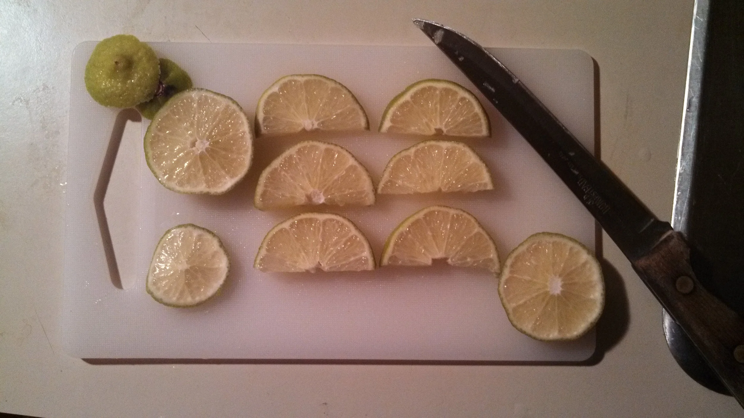 Cutting lime for the prep.