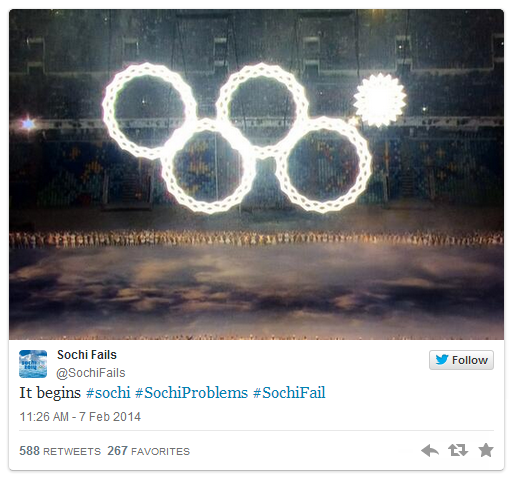 The Internet gives Sochi Opening 4 out of 5 rings