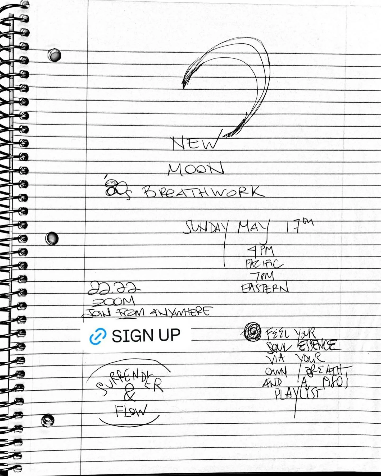 New Moon Breathwork 🌙 Sunday May 17th 4pm Pacific 7pm Eastern time. Join from anywhere! Alchemy in your body &amp; energy system with your own breath to a 1980s Playlist guided by me. DM w any questions or if you need the sign up link. xo UPDATE: th