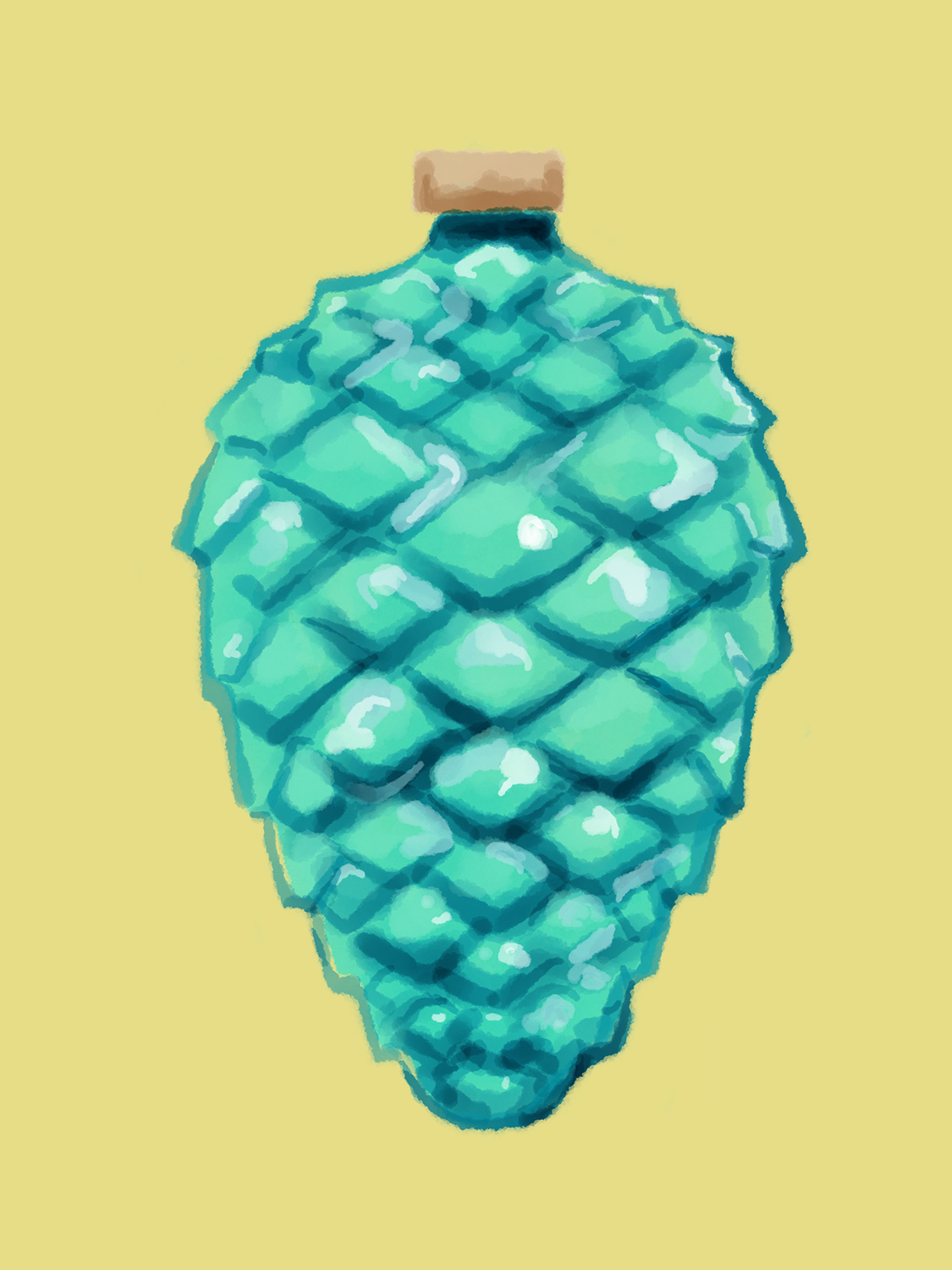 Vintage cone shaped Christmas ornament. Watercolour by Kate England. 