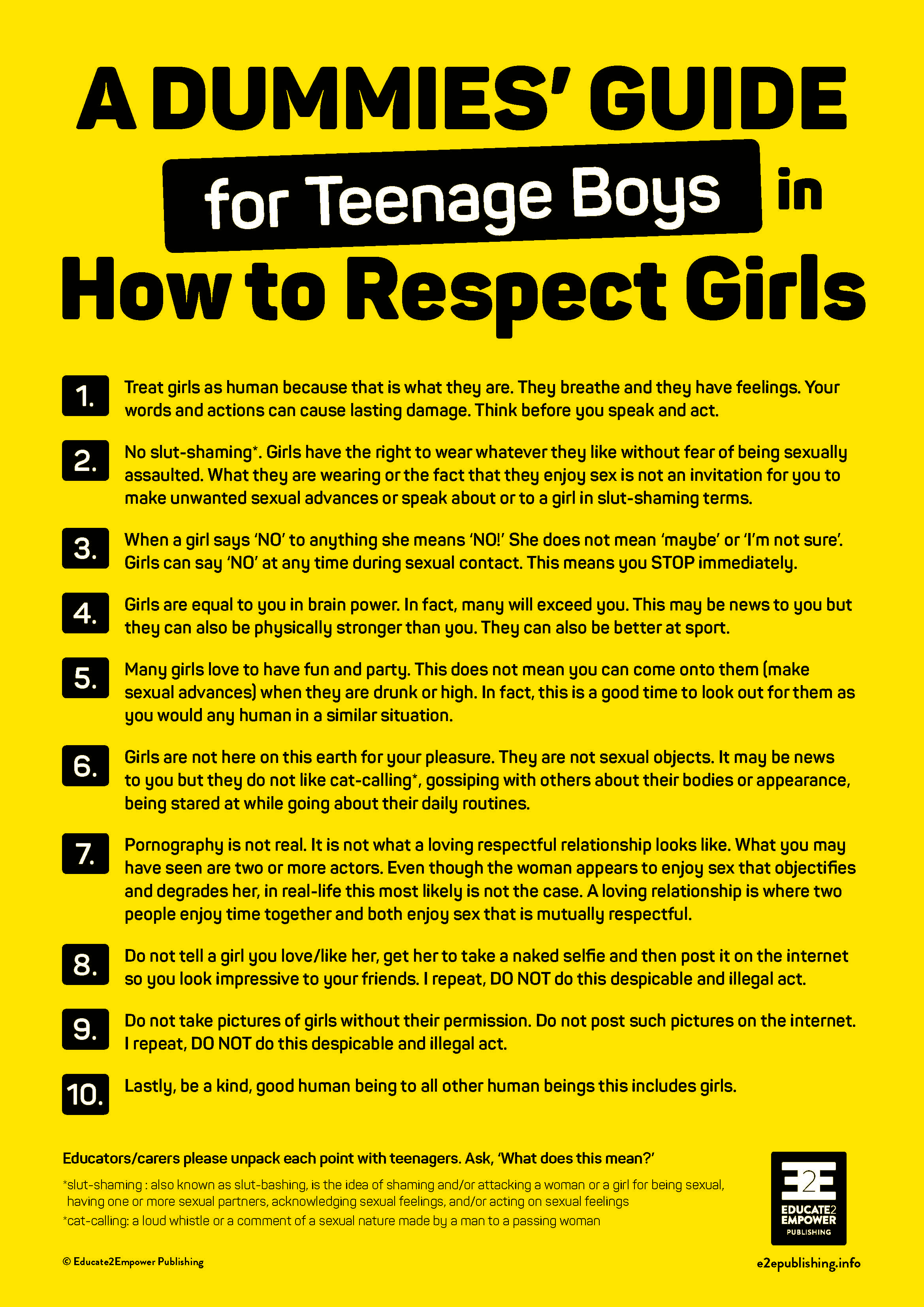 A DUMMIES Guide for Teenage Boys in How to Respect Girls — Educate2Empower Publishing photo