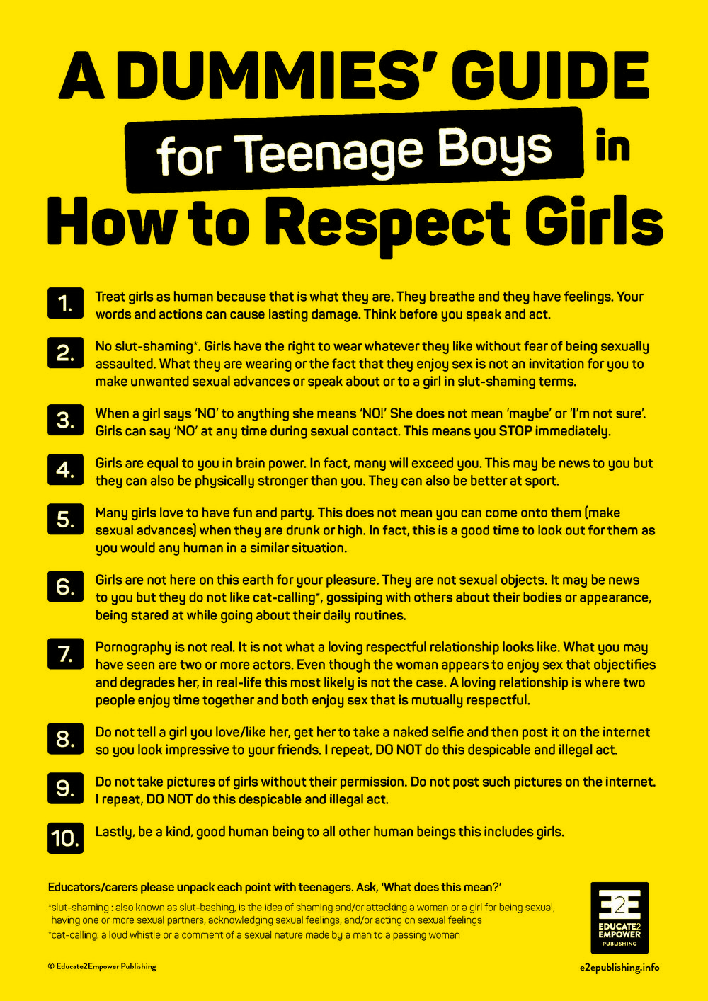 A DUMMIES' Guide for Teenage Boys in How to Respect Girls â€” Educate2Empower  Publishing
