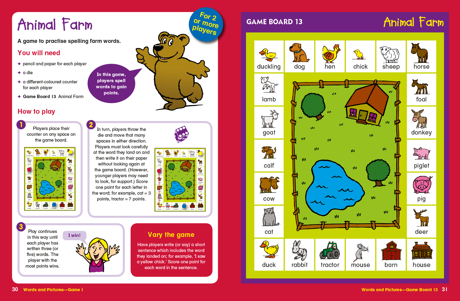 Sample spread from Word games level 1