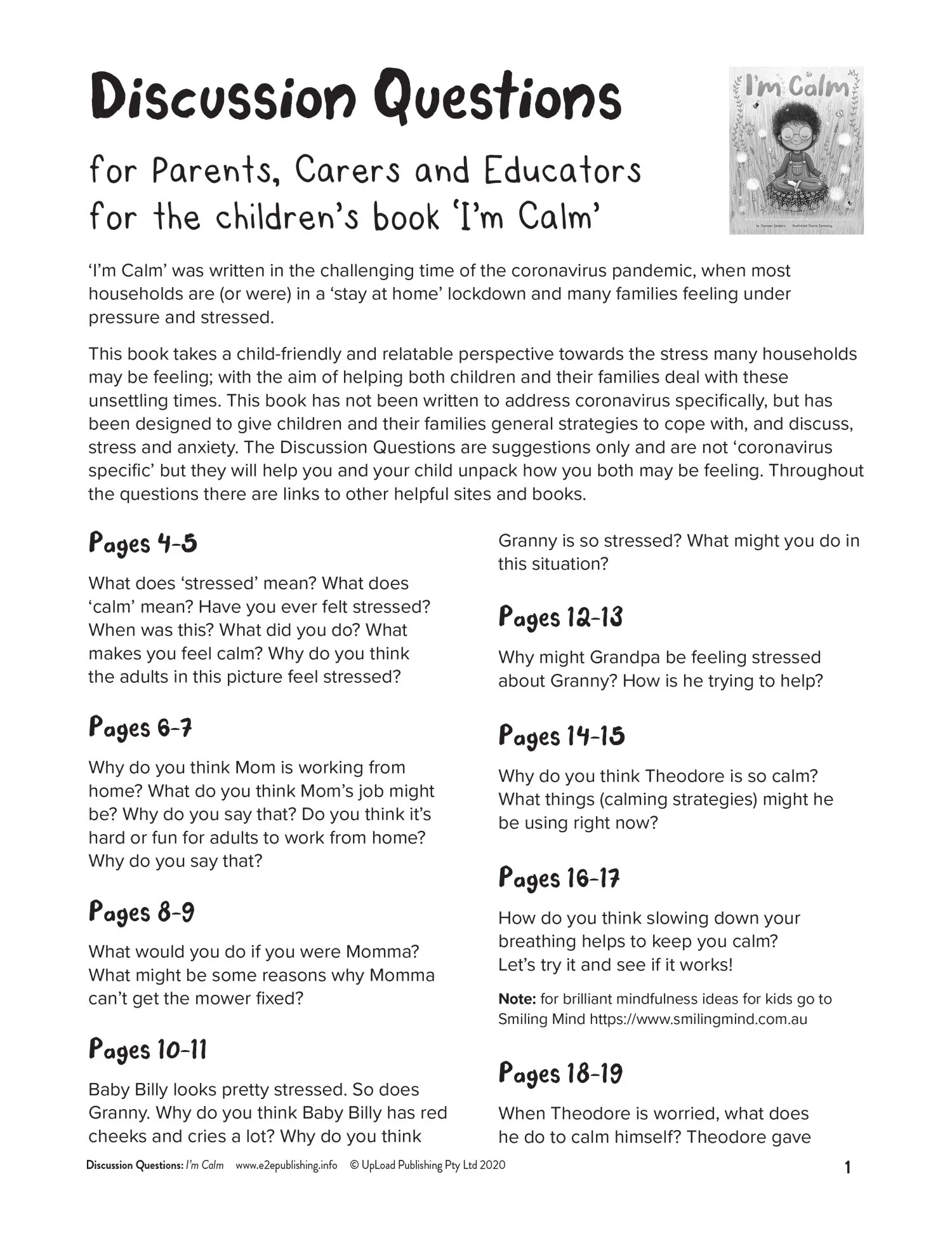 I'm Calm Discussion Questions — Educate2Empower Publishing