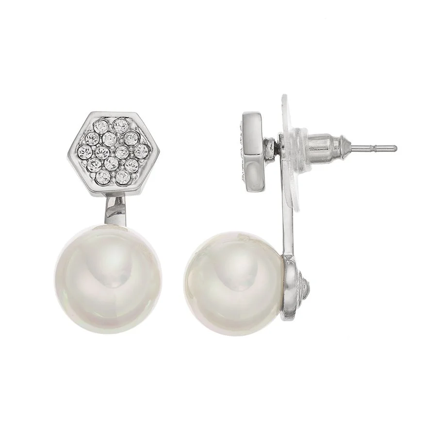 HEXAGON EAR JACKET EARRINGS