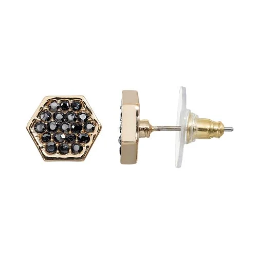 HEXAGON PAVÉ STUD EARRINGS