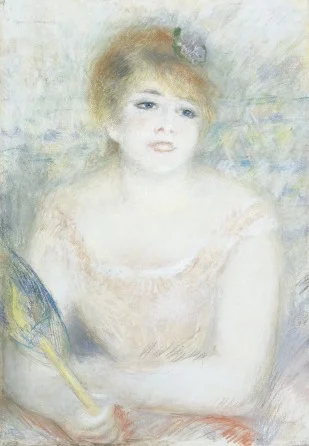 Pierre-Auguste Renoir , Mademoiselle Jeanne Samary , painting in pastel, 27 7/16 x 18 3/4 in. permanent collection of the Cincinnati Art Museum.