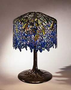 Image: Tiffany Studios, Clara Driscoll (1861-1944), designer, Wisteria Library Lamp, circa 1901, leaded glass and bronze, The Neustadt Collection of Tiffany Glass, Queens, NY, N.86.IU.7a,b