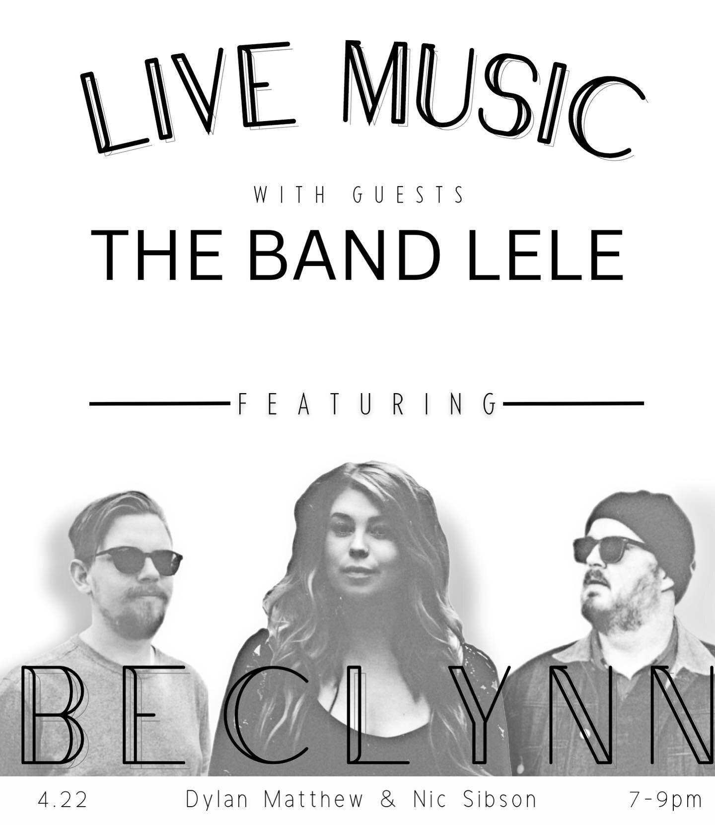 This Saturday 4/21 @beclynnmusic feat. Dylan Matthew &amp; Nic Sibson CD release party w/ @theband.lele LIVE at The Boathouse.

- 7-9pm
- No cover
- 21+ event
- Please no pets during live music