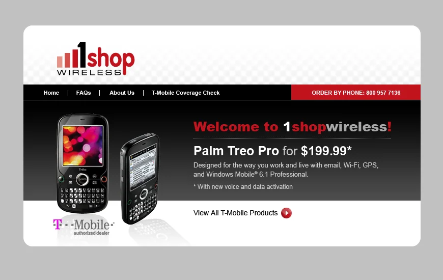 1 Shop Wireless Website (Home page)