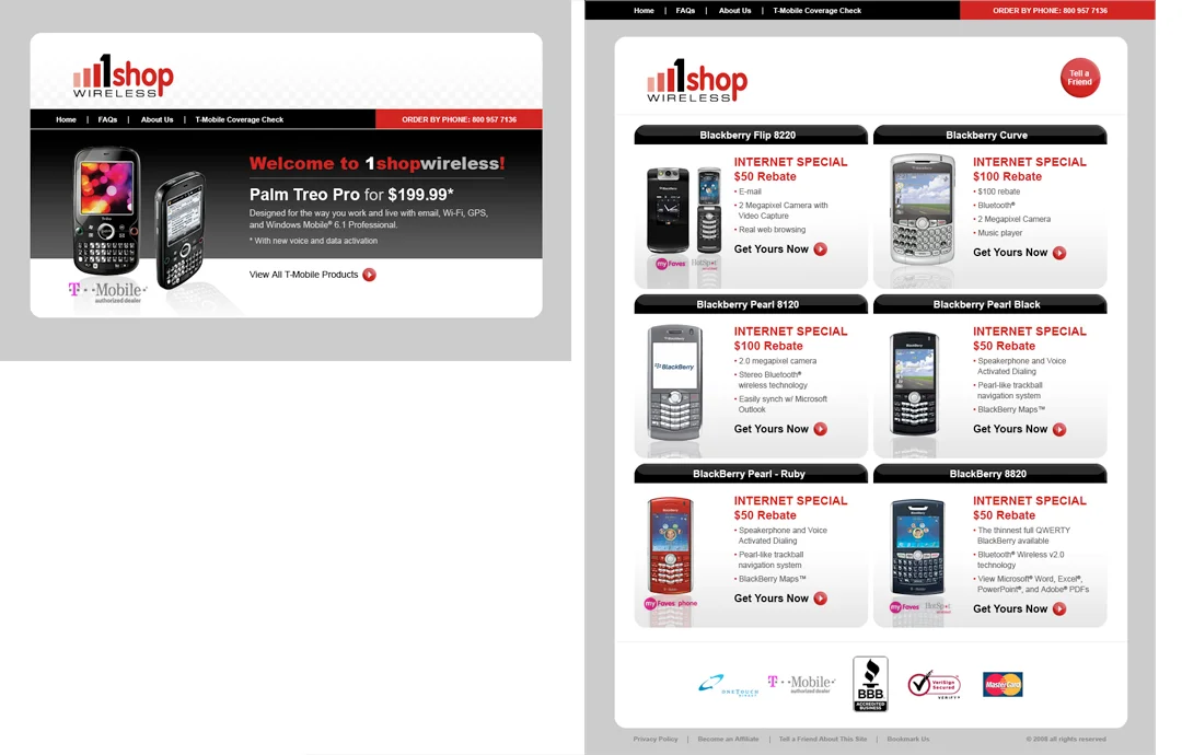 1 Shop Wireless Website