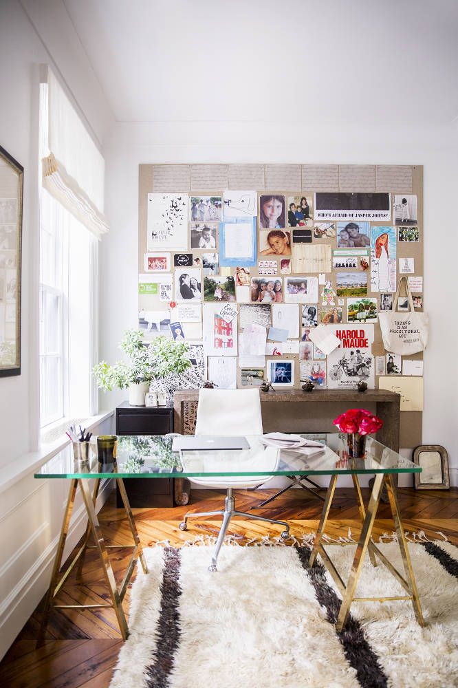home office with brass accents