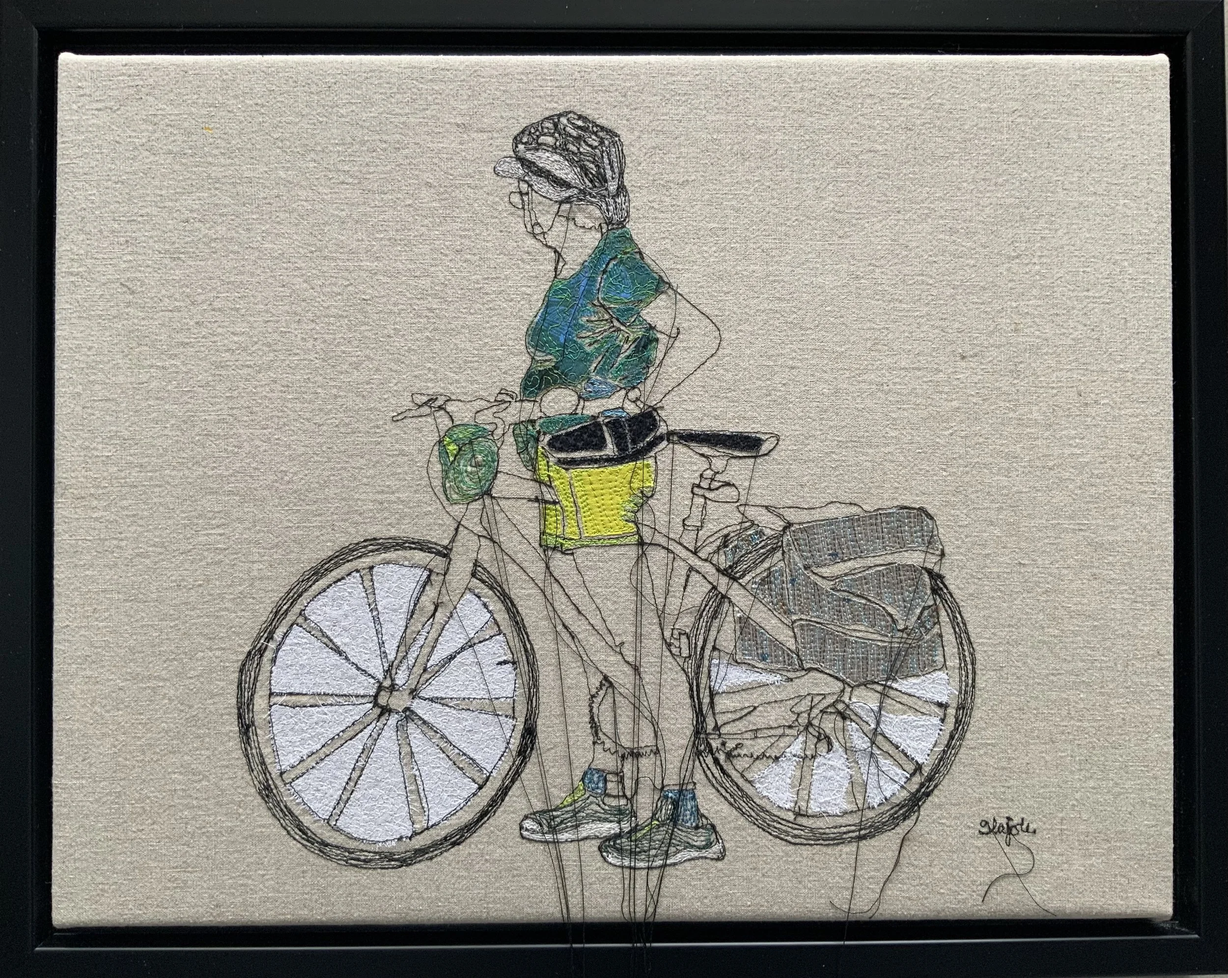  “Une question d’attitude”  14 × 18 po  Tissu brodé sur toile de lin et coton / encadré  2026 