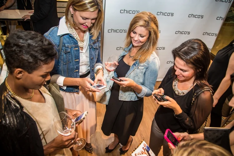 With fellow bloggers (l to r) – Falling in Style, Ava Grace Close , Noelle from Chico's, Real Life Runway, Lena Live Love Laugh. Doing what we do. Photo: J.D Vaillancourt Inc