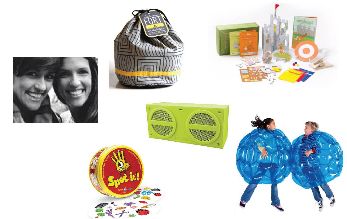 DIY Fort Kit from $10 at Saltwater Kids . Kiwi Crate $20 monthly subscription. BBOP Ball $30 -$40 at Hearth Song. iHome Bluetooth Speaker $70 at Staples. Spot it! $14 at Mastermind Toys. Visit Leigh's (& Meg!) site Me & Meg .