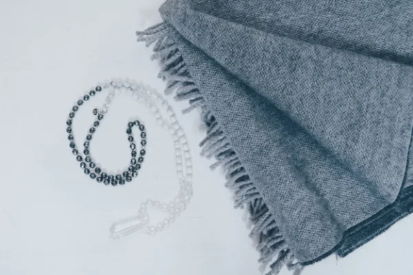 Tiny Devotions 'Silver Aura' mala. Made with clear quartz, howlite and hermatite this is an excellent piece for meditation.