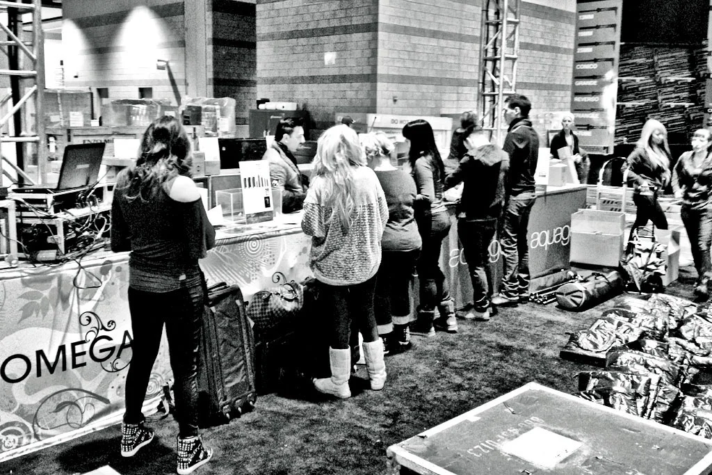 Production crew has our our booth & stage set up. Part of our team now puts together our show deals and gets product stocked and put out.