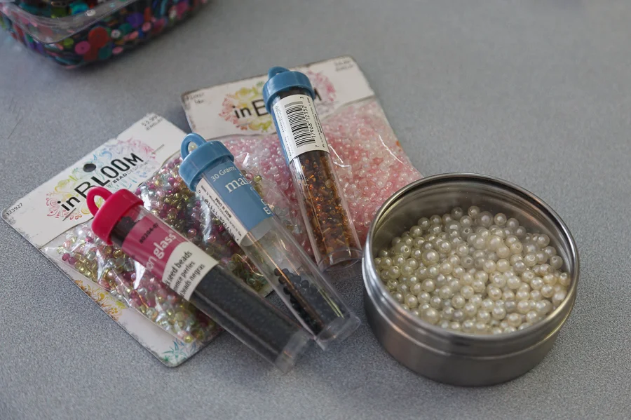 A variety of beads. Again, I shop for these throughout the year when I can find them on sale.