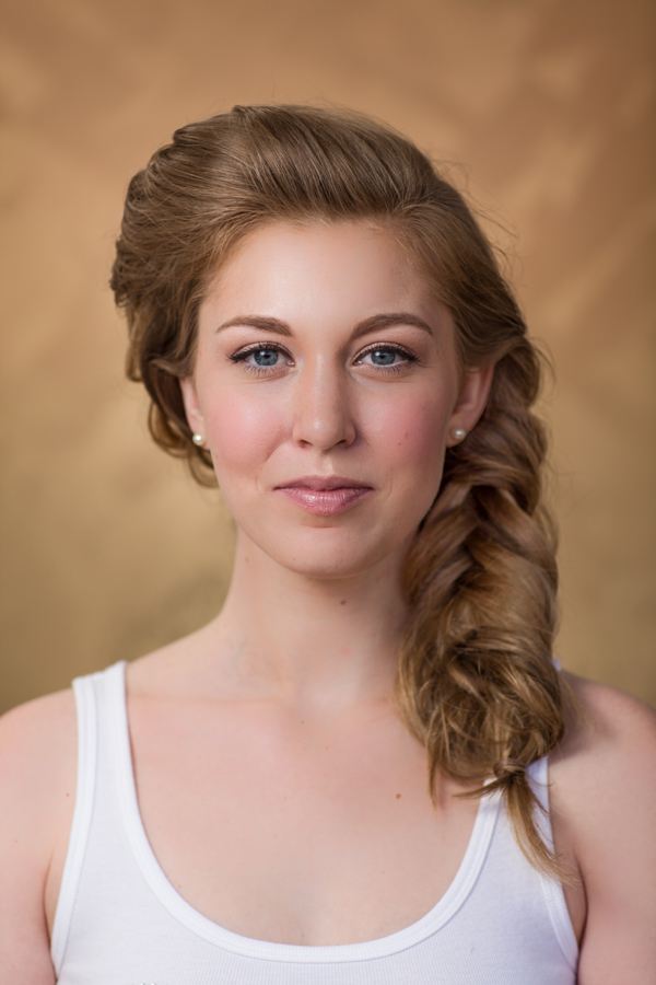 Take the three braids and allow the ends to unbraid a little so you can create one big fishtail braid draping over the right shoulder. Use a small clear elastic to tie the ends or take a small section of the hair, wrap around the ends, spray with Aquage Transforming Spray and flatiron to create an "elastic" with your hair. And here is your finished style.