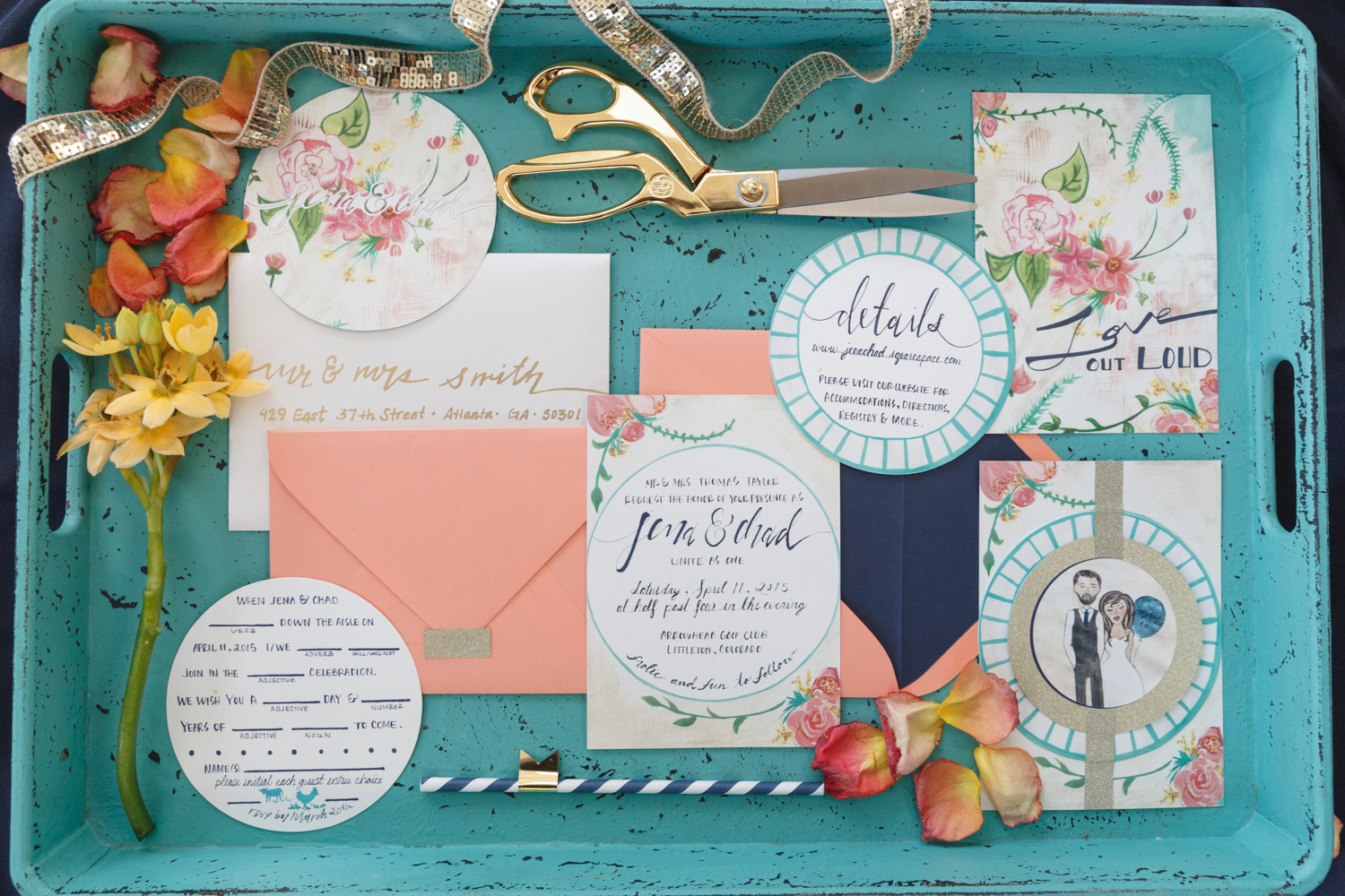 Hand-Illustrated Floral Invitations