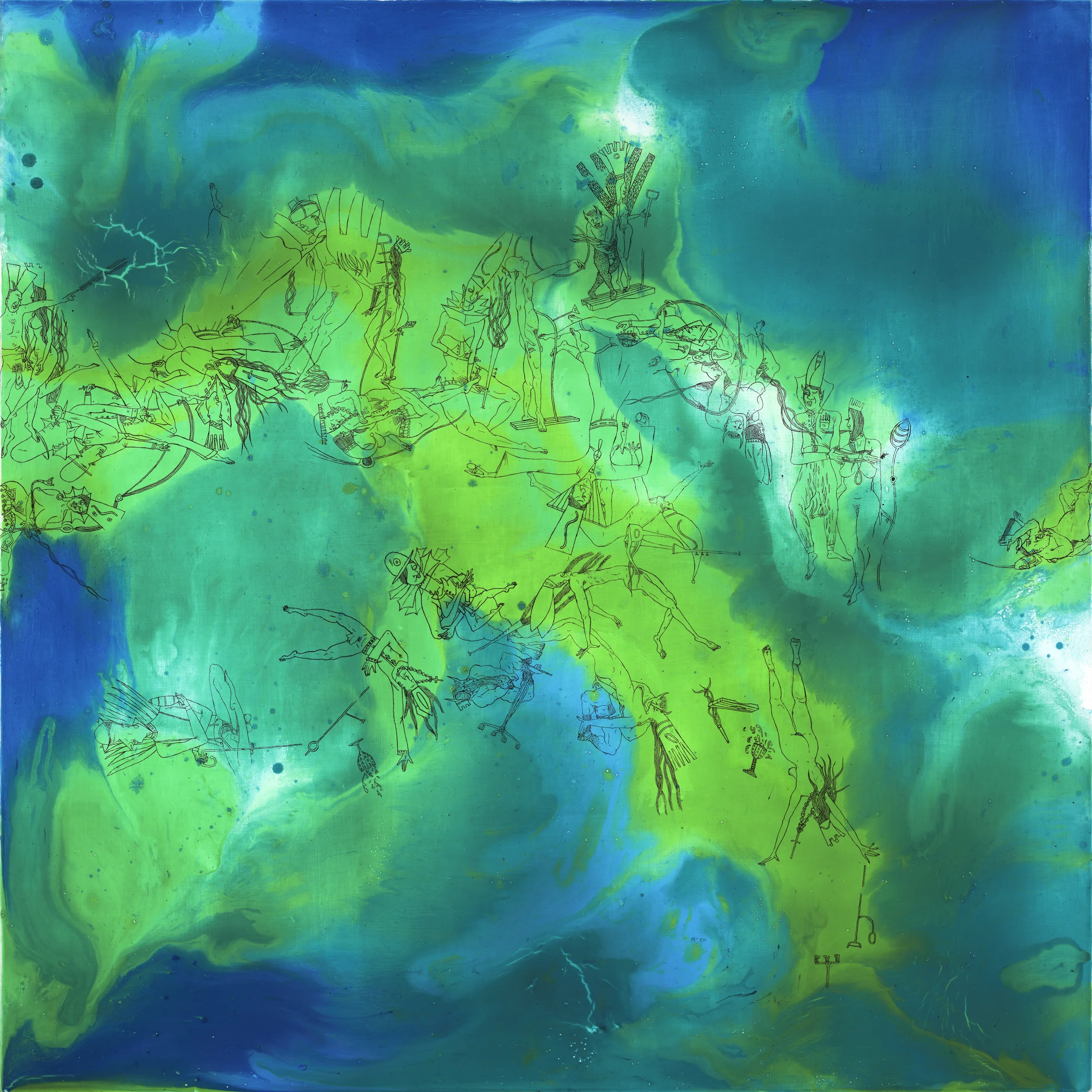 Metanoia II Acrylic, brush and ink on board 120cms by 120 cms