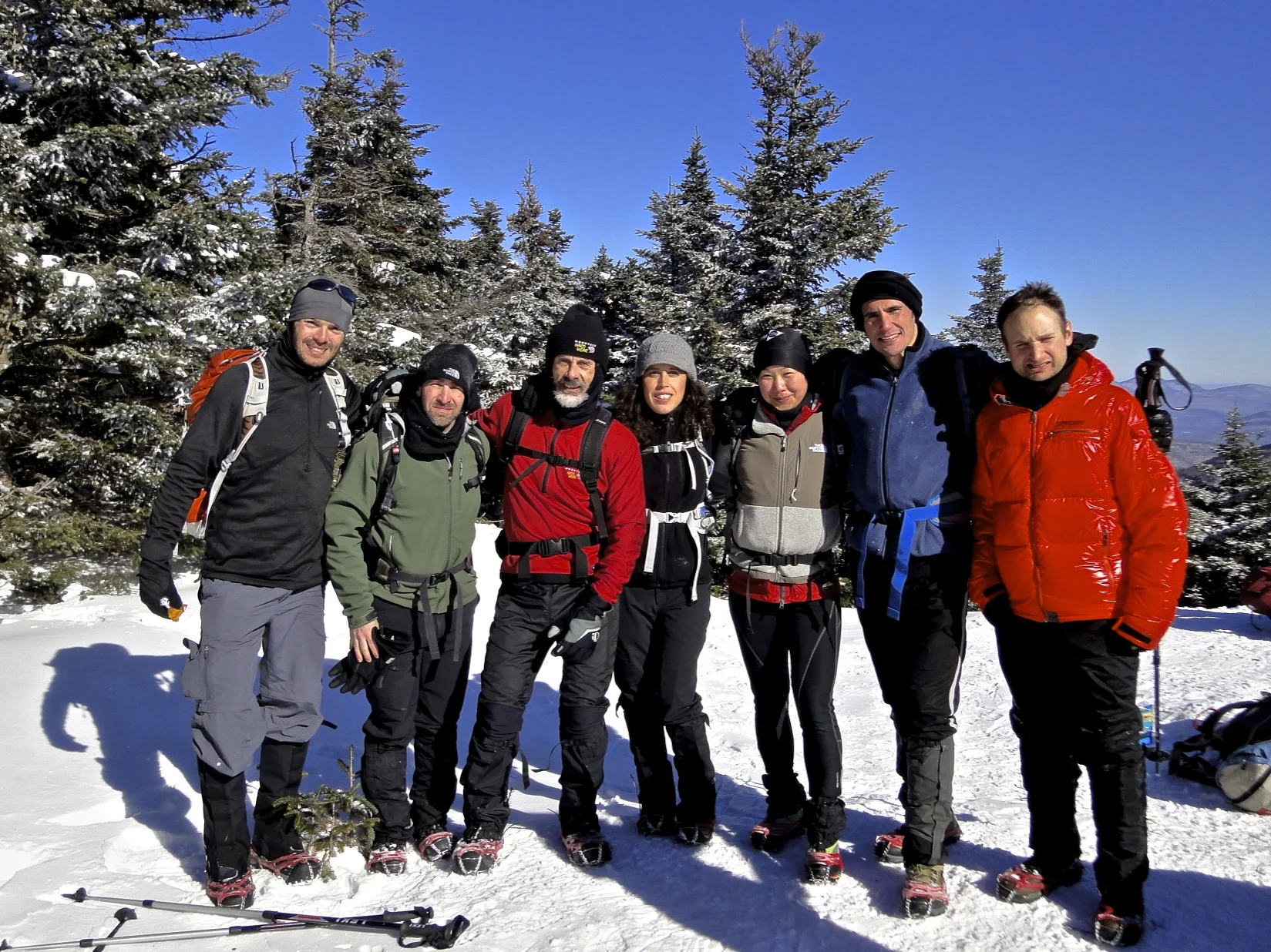 Everyone in their microspikes at the 203 Catskills Winter Adventure.