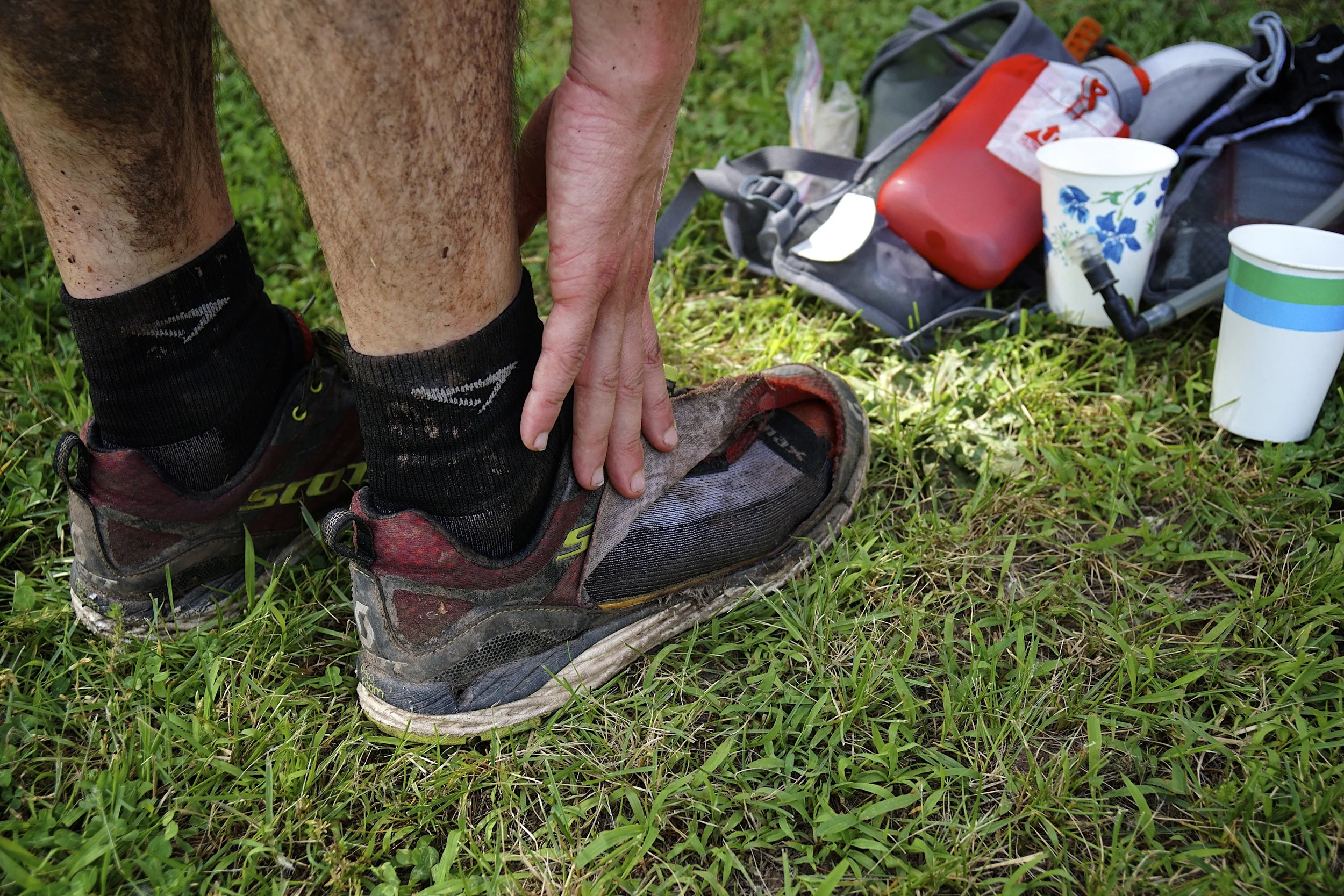 Brian's shoe at the finish
