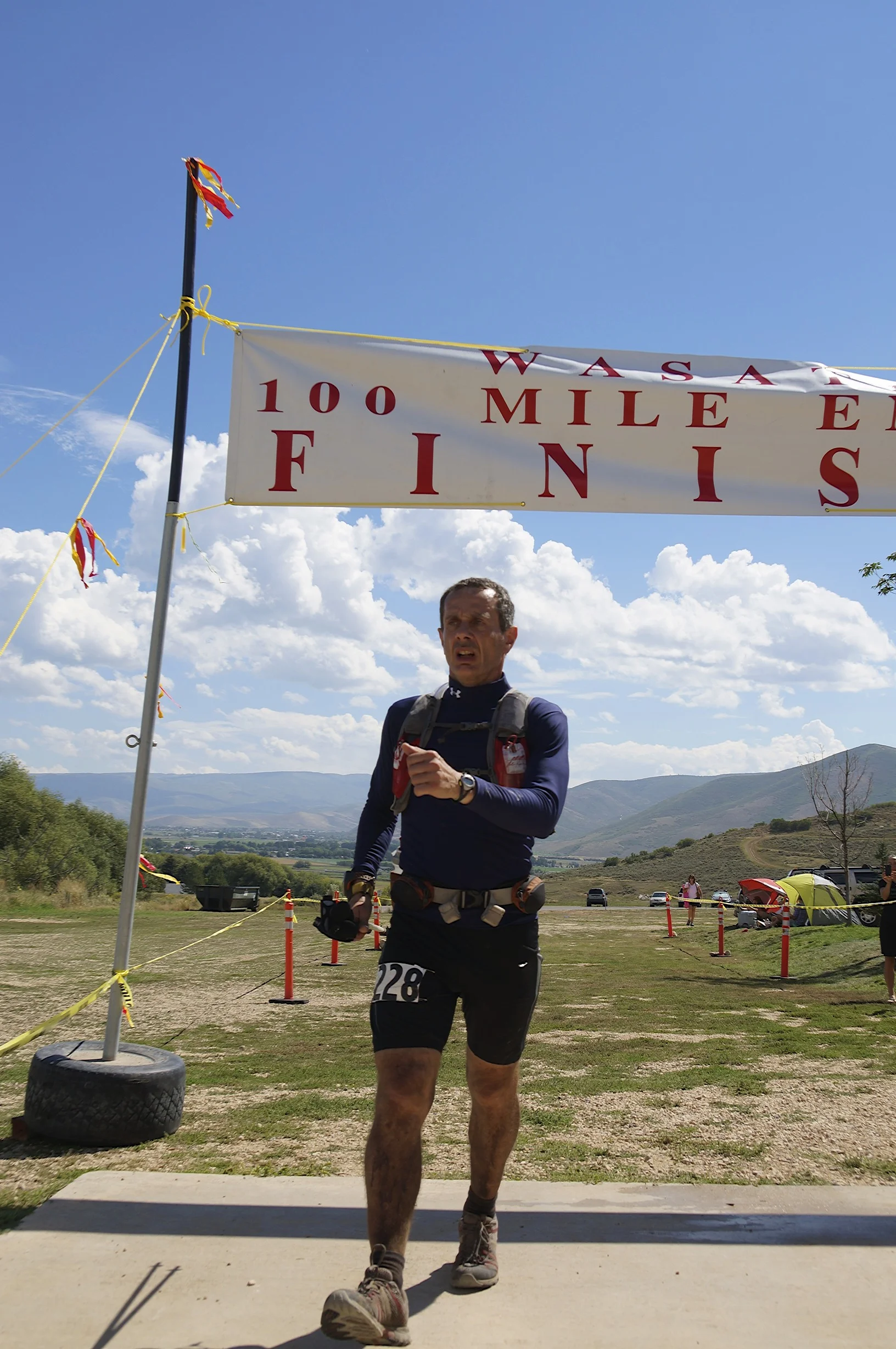 Harry finishing the 2013 Wasatch 100 in the Masochist!