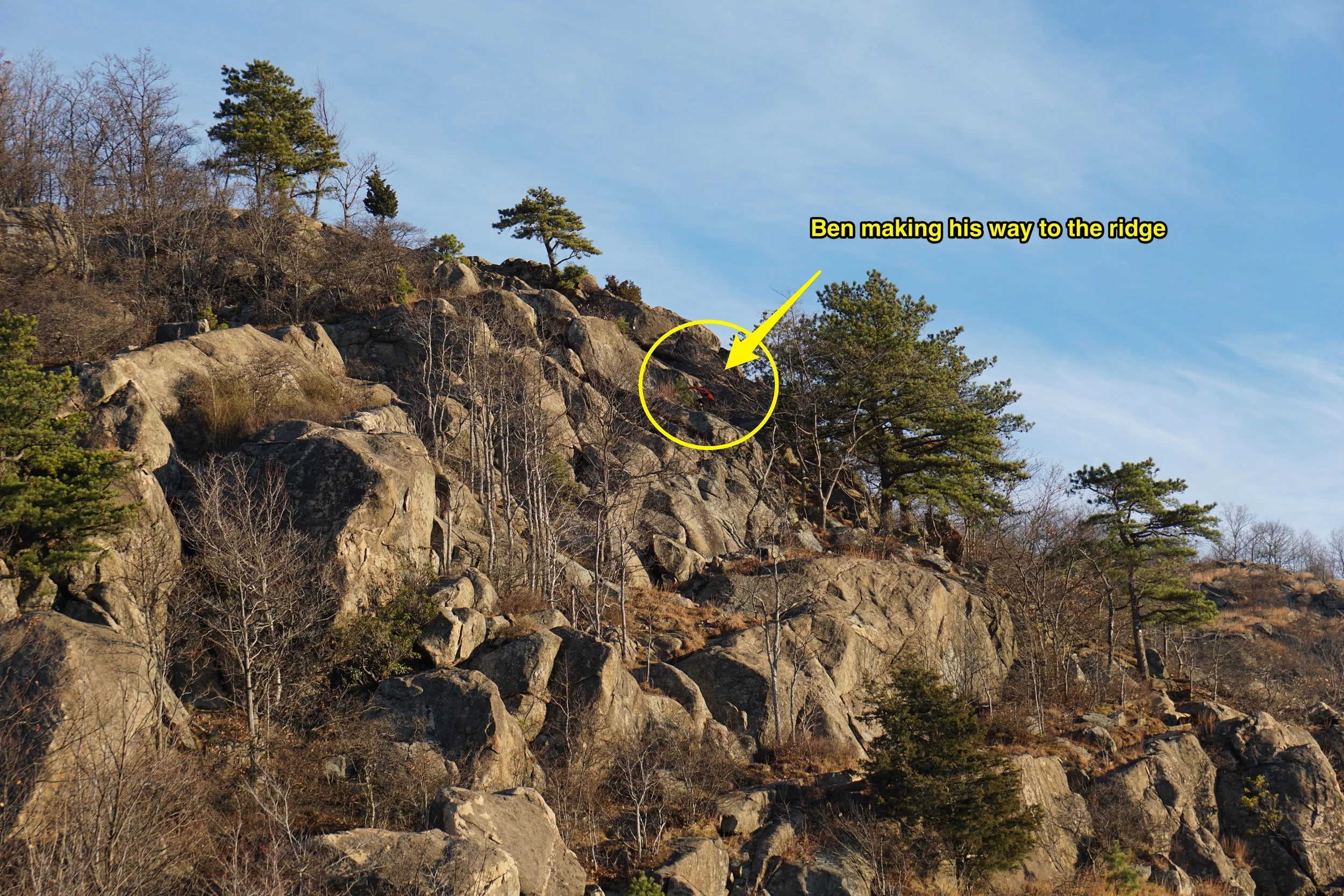 Ben Nephew making his way to the top after a bit of scrambling!