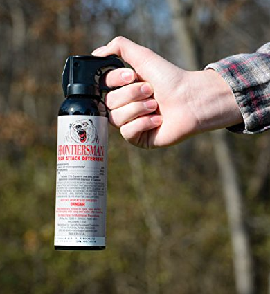 Frontiersman Bear Spray - Maximum Strength - 7.9 oz (30-Foot Range) or 9.2 oz (Industry Maximum 35-Foot Range) - Nothing ruins a good hike as fast as a large, menacing bear. Now you can protect yourself on hikes wherever you go with this Frontiersman bear attack deterrent, which is proven effective against grizzlies, brown and black bears, and a variety of other large mammals. Available in 7.9- and 9.2-ounce sizes, Frontiersman deterrent boasts a range of 35 feet--up to 3 feet further than other bear sprays. This is a huge advantage when hiking, as charging bears can cover more than 30 feet per second. To use, simply spray the dual-propellant system in the direction of the bear. Each one-second blast of Frontiersman contains up to 84 percent more spray than other brands, putting a large barrier between you and the charging bear. Within five seconds, the can will be empty and you'll be protected by a heavy fog of oleoresin capsicum--a natural, resin-like substance derived from hot peppers.