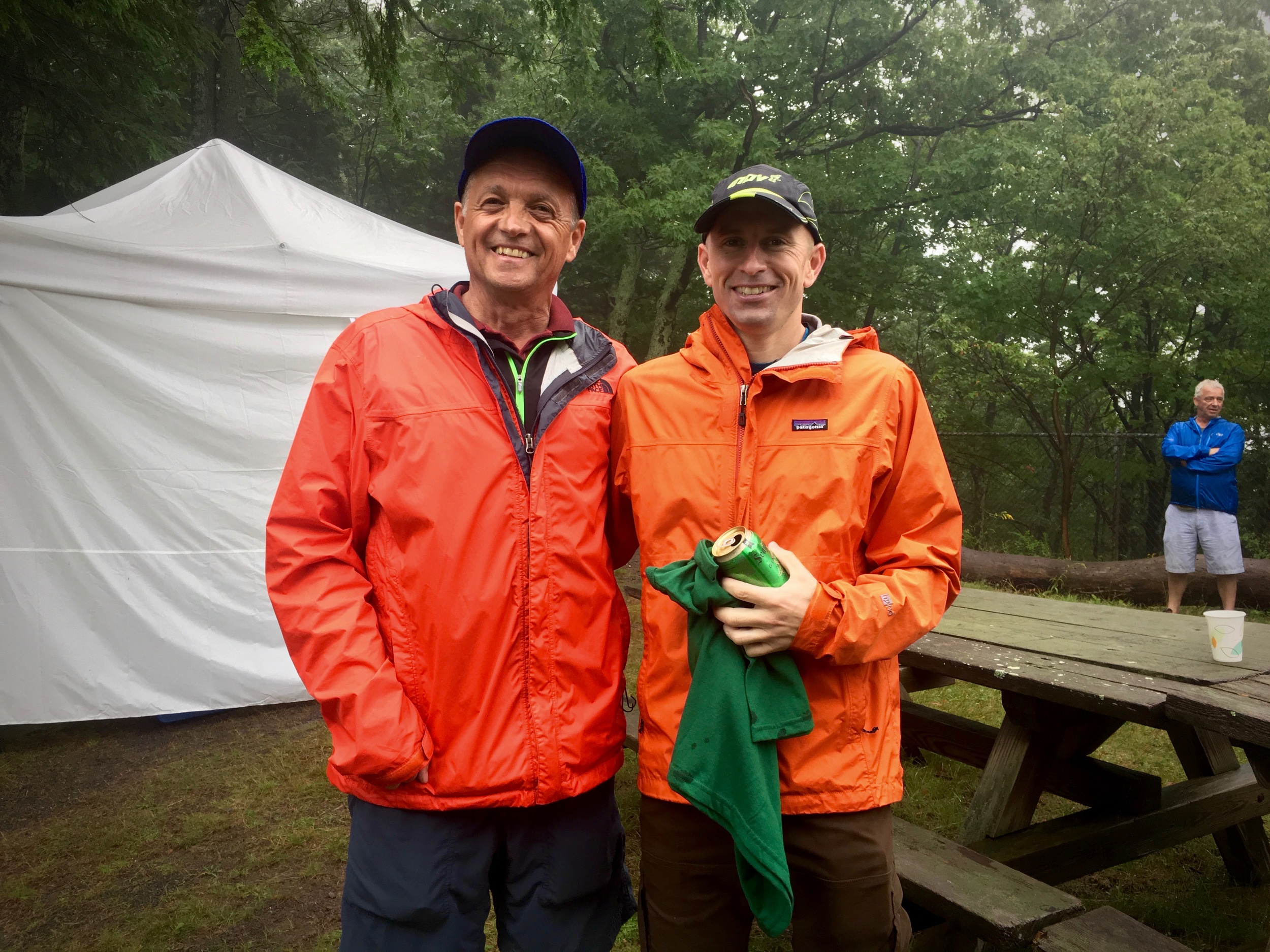 Dick Vincent who is the Escarpment Trail Runs RD for the 40th year running, standing with 13 x winner and a member of the 300 mile club, Ben Nephew! 
