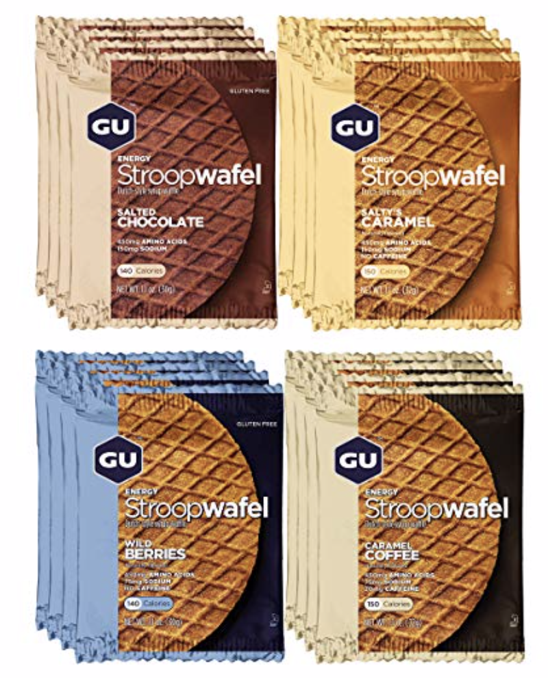 GU Energy Waffles - Created for daily use before and during training and competition, the new GU Energy Stroopwafel delivers all the nutrients needed to power your performance: Quality carbohydrates (immediate and long-lasting energy from complex and simple carbohydrates), essential amino acids (prevent mental fatigue and repair muscle damage during long-duration activities), and electrolytes (replenish what's lost when you sweat).