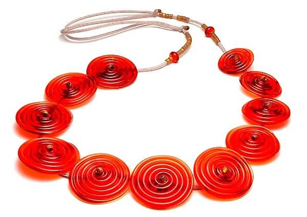 Red Boro Zinger Spiral Necklace - $250